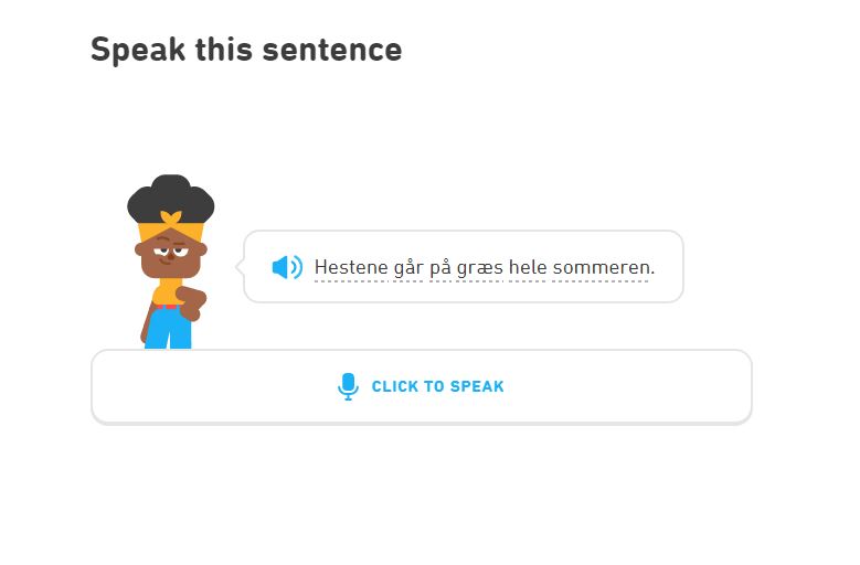 Example of exercise on Duolingo