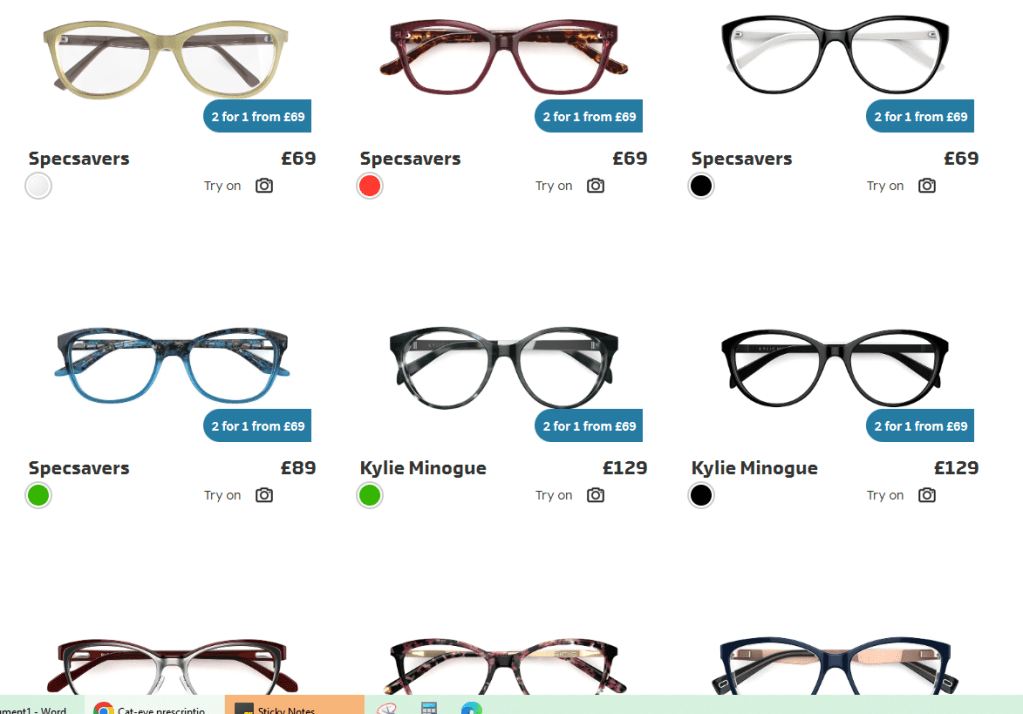 Choosing which ones to try on virtually!